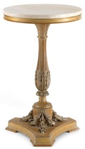 Prunkvoller Luxus Barock Massivholz Beistelltisch mit Marmorplatte Antik Braun Creme