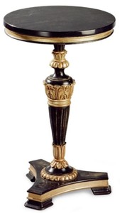 Prunkvoller Luxus Barock Massivholz Beistelltisch mit Marmorplatte Antik Schwarz Antik Gold Schwarz