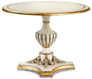 Casa Padrino table à manger baroque de luxe crème blanc / gris / or antique - Table de salle à manger ronde en bois massif style baroque - Meubles de salle à manger baroques - Fabriqué en Italie