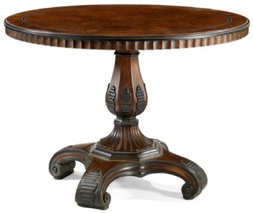 Casa Padrino table à manger baroque de luxe marron foncé / noir - Table de salle à manger ronde en bois massif style baroque - Meubles de salle à manger baroques - Fabriqué en Italie