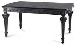 Casa Padrino luxury baroque dining table black - Rectangular solid wood dining room table in baroque style - Baroque dining room & hotel furniture - Luxury quality - Made in Italy