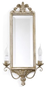 Casa Padrino applique murale double baroque de luxe avec miroir beige antique 33 x 13 x H. 65 cm - Magnifique applique de style baroque - Luminaires baroques - Qualité de luxe - Fabriquée en Italie