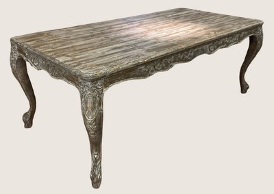 Casa Padrino table à manger baroque de luxe en bois massif marron antique / gris - Table de cuisine de style baroque fait main - Meubles de salle à manger de luxe de style baroque