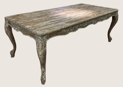 Casa Padrino table à manger baroque de luxe en bois massif marron antique / gris - Table de cuisine de style baroque fait main - Meubles de salle à manger de luxe de style baroque