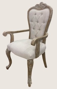 Casa Padrino chaise de salle à manger baroque de luxe avec accoudoirs gris / marron antique - Magnifique chaise de cuisine de style baroque - Meuble de salle à manger de luxe de style baroque