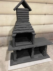 Casa Padrino barbacoa de jardín de lujo negro 162 x 70 x A. 205 cm - Chimenea de hormigón en aspecto de madera - Accesorios de jardín de lujo
