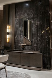 Casa Padrino espejo de pared de lujo marrón oscuro / bronce 50,6 x 7 x A. 140,3 cm - Espejo de salón - Espejo de hotel - Muebles de salón - Muebles de hotel - Muebles de lujo - Interior de lujo
