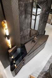 Casa Padrino espejo de pared de lujo marrón oscuro / bronce 50,6 x 7 x A. 140,3 cm - Espejo de salón - Espejo de hotel - Muebles de salón - Muebles de hotel - Muebles de lujo - Interior de lujo