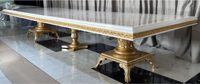Casa Padrino table de salle à manger baroque de luxe crème / blanc / or 500 cm - Immense table de salle à manger - Meuble de salle à manger de style baroque - Meuble baroque - Ameublement baroque