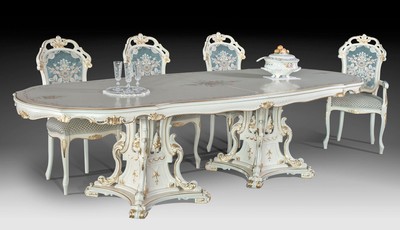 Casa Padrino table à manger baroque de luxe ivoire / multicolore / or 700 cm - Immense table de salle à manger de style baroque - Meubles de salle à manger baroques - Fabriqué en Italie