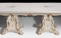 Casa Padrino table à manger baroque de luxe ivoire / multicolore / or 700 cm - Immense table de salle à manger de style baroque - Meubles de salle à manger baroques - Fabriqué en Italie
