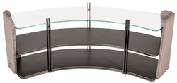Casa Padrino luxury shelf cabinet gray / dark brown / bronze 141.45 x 105.41 x H. 61.5 cm - Curved cabinet with glass top - Living room furniture - Hotel furniture - Luxury furniture