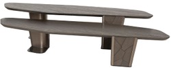 Casa Padrino conjunto de 2 mesas de centro de lujo marrón oscuro / bronce - Mesas de salón de lujo - Muebles de salón - Muebles de hotel - Muebles de lujo