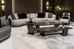 Casa Padrino conjunto de 2 mesas de centro de lujo marrón oscuro / bronce - Mesas de salón de lujo - Muebles de salón - Muebles de hotel - Muebles de lujo