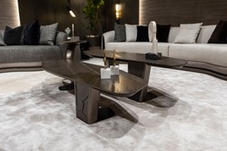 Casa Padrino conjunto de 2 mesas de centro de lujo marrón oscuro / bronce - Mesas de salón de lujo - Muebles de salón - Muebles de hotel - Muebles de lujo