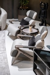 Casa Padrino mesa auxiliar de lujo de 3 patas gris / negro / bronce Ø 53 x A. 55,16 cm - Mesa auxiliar de salón redonda - Mesa de hotel - Muebles de salón - Muebles de hotel - Calidad de lujo