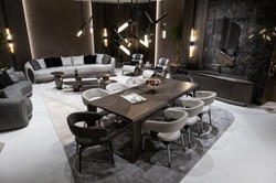 Casa Padrino mesa auxiliar de lujo de 3 patas gris / negro / bronce Ø 53 x A. 55,16 cm - Mesa auxiliar de salón redonda - Mesa de hotel - Muebles de salón - Muebles de hotel - Calidad de lujo