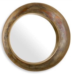 Casa Padrino miroir mural de luxe en aluminium laiton vintage Ø 50 cm - Miroir de salon rond - Miroir de chambre - Miroir d'armoire - Meubles de Luxe