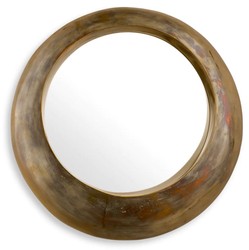 Casa Padrino miroir mural de luxe en aluminium laiton vintage Ø 50 cm - Miroir de salon rond - Miroir de chambre - Miroir d'armoire - Meubles de Luxe
