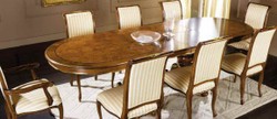 Ovaler ausziehbarer Luxus Barock Massivholz Esstisch Braun Gold