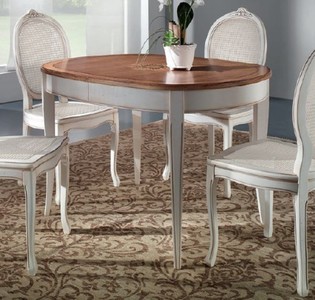 Casa Padrino table à manger baroque de luxe marron marqueterie / blanc antique - Table de salle à manger ovale extensible de style baroque - Meubles de salle à manger baroque - Fabriqué en Italie