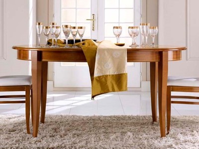 Casa Padrino table à manger Biedermeier de luxe marron - Table de salle à manger ovale extensible en bois massif - Meubles de salle à manger Biedermeier - Qualité de Luxe - Fabriqué en Italie