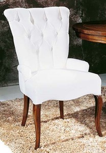 Casa Padrino chaise de salle à manger baroque de luxe avec accoudoirs blanc / marron foncé - Chaise de style baroque fait main - Mobilier de salle à manger baroque - Fabriqué en Italie