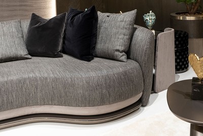 Casa Padrino Luxus Sofa Schwarz / Grau / Dunkelbraun / Bronze 300 x 130 x H. 76 cm - Wohnzimmer Sofa - Hotel Sofa - Wohnzimmer Möbel - Hotel Möbel - Luxus Möbel - Luxus Kollektion