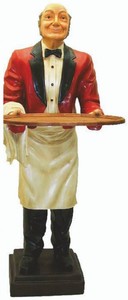Casa Padrino escultura decorativa XXL de lujo mayordomo multicolor A. 180 cm - Figura decorativa de camarero XXL - Accesorios decorativos para restauración y gastronomía