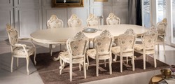 Casa Padrino ensemble de salle à manger baroque de luxe ivoire / multicolore / or - 1 Table à manger 350 cm & 10 chaises de salle à manger - Meubles baroque