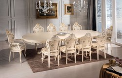 Casa Padrino ensemble de salle à manger baroque de luxe ivoire / multicolore / or - 1 Table à manger 350 cm & 10 chaises de salle à manger - Meubles baroque