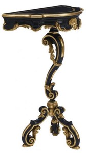 Casa Padrino console baroque de luxe à 3 pieds noir / or - Fabriquée en Italie