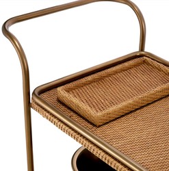 Casa Padrino luxury solid wood serving trolley natural / vintage brass