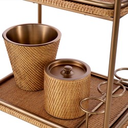 Casa Padrino luxury solid wood serving trolley natural / vintage brass