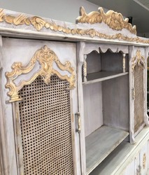 Casa Padrino armadio da sala da pranzo barocco di lusso grigio antico / oro antico