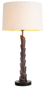 Luxus Tischleuchte mit rundem Lampenschirm Bronze Schwarz Creme