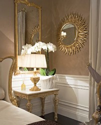 Luxus Barock Massivholz Beistelltisch mit Marmorplatte Antik Beige Weiß