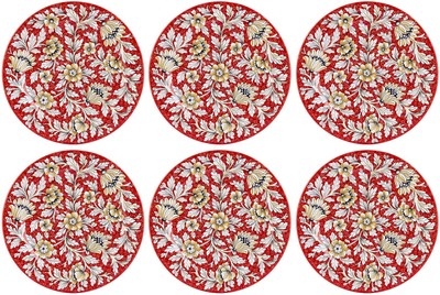 Casa Padrino luxury ceramic plates set of 6 red Ø 32 cm - Made in Italy Casa Padrino luxury ceramic plates set of 6 red Ø 32 cm - Made in Italy
