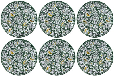Casa Padrino luxury ceramic plates set of 6 green Ø 32 cm - Made in Italy Casa Padrino luxury ceramic plates set of 6 green Ø 32 cm - Made in Italy