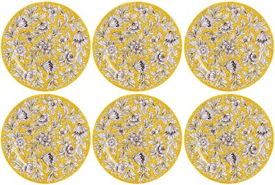 Casa Padrino luxury ceramic plates set of 6 yellow Ø 32 cm - Made in Italy Casa Padrino luxury ceramic plates set of 6 yellow Ø 32 cm - Made in Italy
