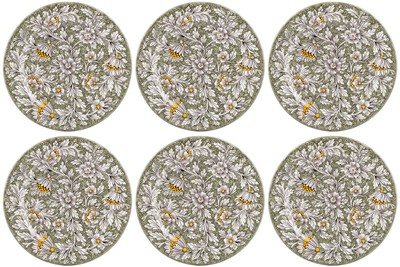 Casa Padrino luxury ceramic plates set of 6 olive green Ø 32 cm - Made in Italy Casa Padrino luxury ceramic plates set of 6 olive green Ø 32 cm - Made in Italy