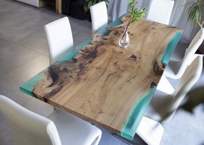 Casa Padrino mesa de comedor de lujo natural / marrón / verde 200 cm