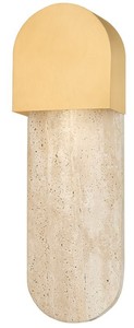 Casa Padrino applique murale LED de luxe en travertin beige / laiton H. 40,64 cm
