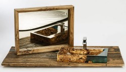 Rechteckiges Luxus Massivholz Epoxi Waschbecken Braun Grün