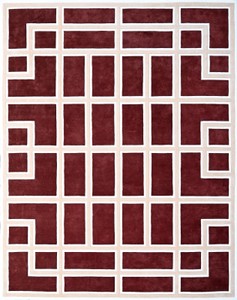 Casa Padrino alfombra de lujo con patrón de meandros rojo burdeos / crema 300 x 400 cm