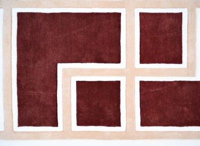 Casa Padrino Luxus Teppich mit Mäander Muster Bordeauxrot / Creme 300 x 400 cm