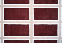 Rechteckiger Luxus Wohnzimmer Teppich Wollteppich Bordeauxrot Creme