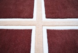 Rechteckiger Luxus Wohnzimmer Teppich Wollteppich Bordeauxrot Creme