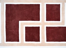 Rechteckiger Luxus Wohnzimmer Teppich Wollteppich Bordeauxrot Creme