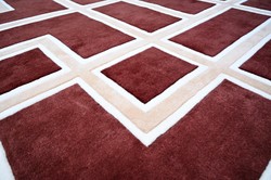 Rechteckiger Luxus Wohnzimmer Teppich Wollteppich Bordeauxrot Creme